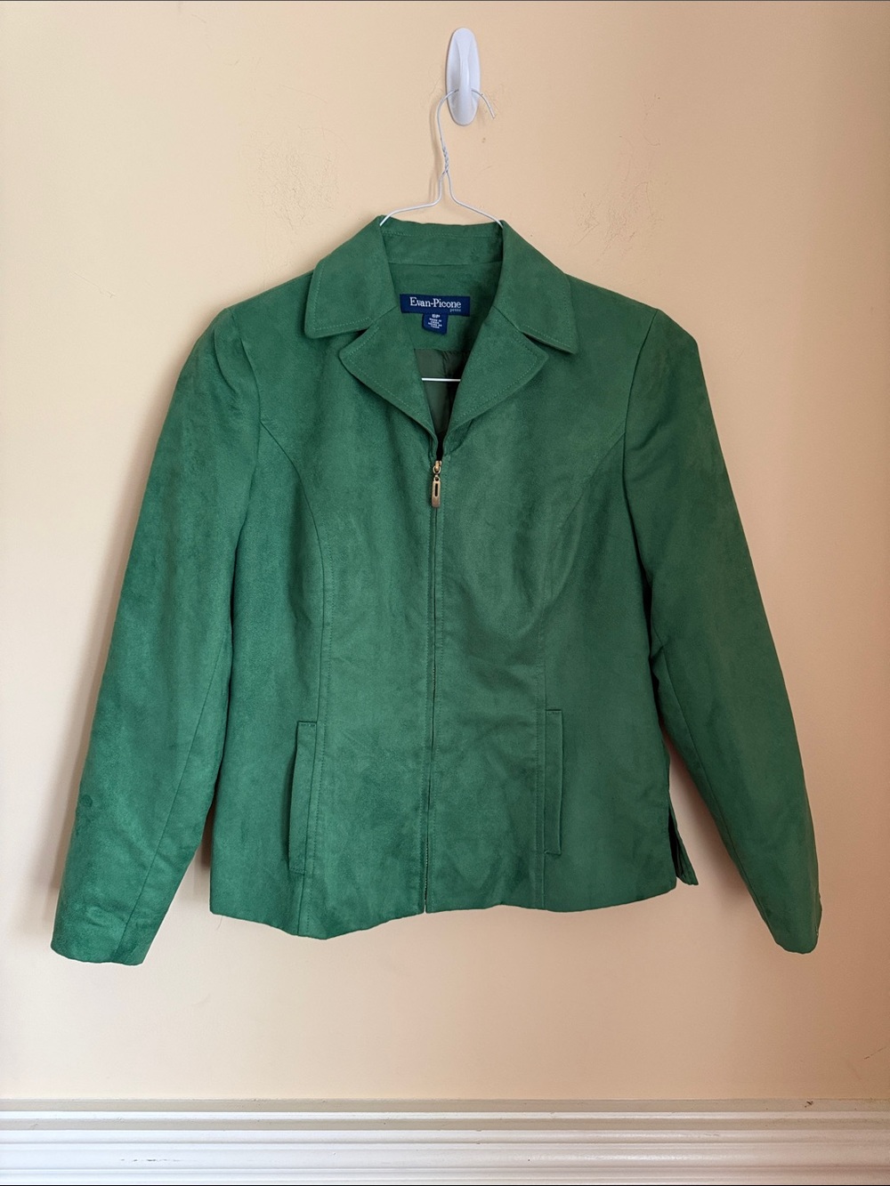 Evan Picone Emerald Green Suede Zip Jacket‎ 6P Petite